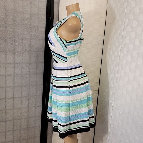 BRAND NEW DANNY AND NICOLE SPEARMINT MULTI STRIPE A-LINE DRESS - Picture 11 of 15